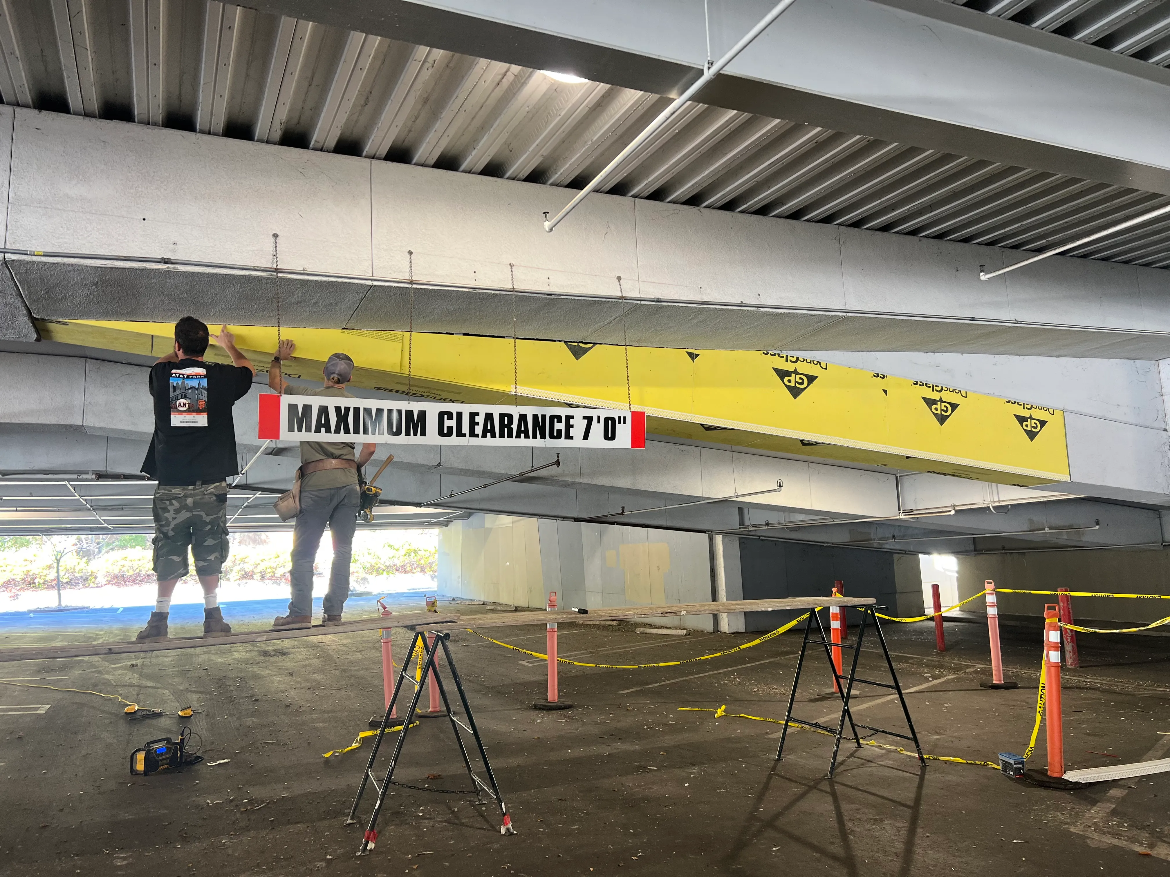 Finished stucco-clad beam in the Northgate Mall parking structure (after) — commercial stucco